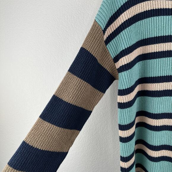 Treasure & Bond Multi Stripe Mock Neck Knit Pullover Sweater Oversize Medium NWT - Picture 7 of 13